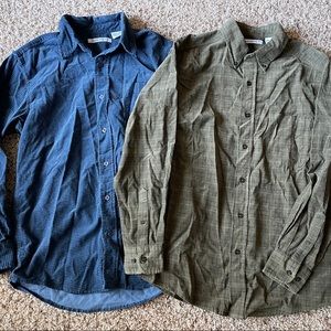 Lot of 2 Men’s Green Blue Corduroy Shirts SZ Small
